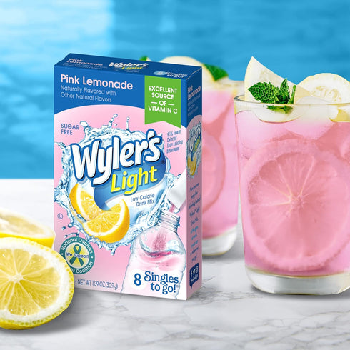 Packets, 96 (Pack 12) Wyler's Light Singles To Go Powder Water Drink Mix, Pink Lemonade, Single Servings