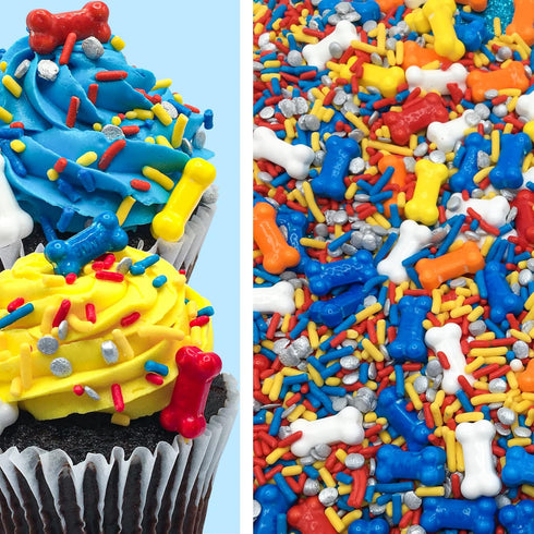 Dog Bones Edible Confetti Sprinkles – Cake Decoration Cookie Cupcake Ice Cream Donut Quins, 4oz