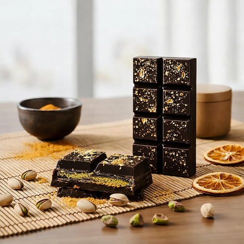 6.5 oz (3-Pack) Dubai Chocolate Dark Chocolate Bar with Pistachio & Orange Filling, Handmade Baklava-Inspired Middle