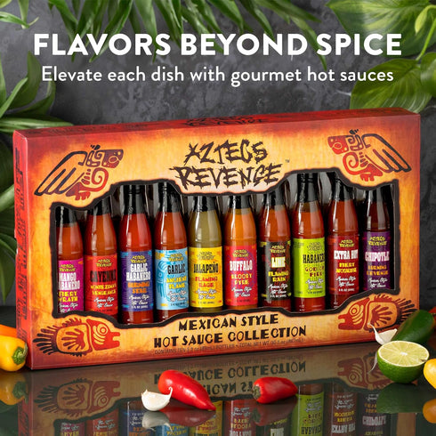 Pack 10 Set Aztecs Revenge Mexican Style Hot Sauce Variety - Hot Sauce Bottles Gift