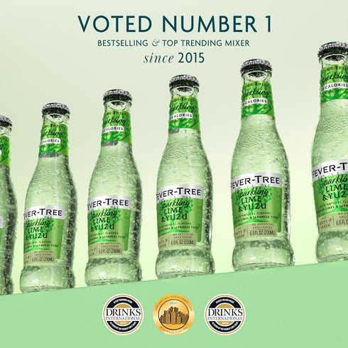 6.8 oz Pack 4 Fever-Tree Sparkling Lime & Yuzu Premium Soda Mixer for Cocktails and Mocktails, fl Bottles, of Naturally