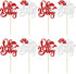 Ephlyn 24Pcs Mushroom Oh Baby Cupcake Toppers Glitter Mushroom Baby Shower Cake Topper Decorations for Spring Mushroom