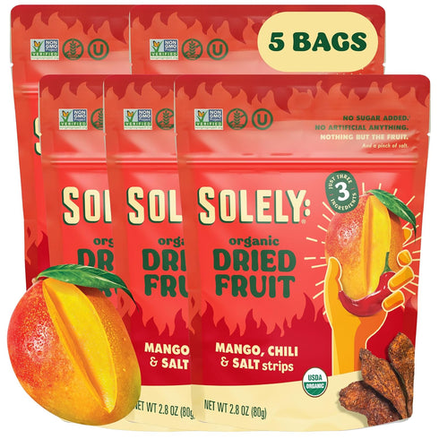 SOLELY - Organic Dried Mango Strips with Chili and Salt (2.8 oz