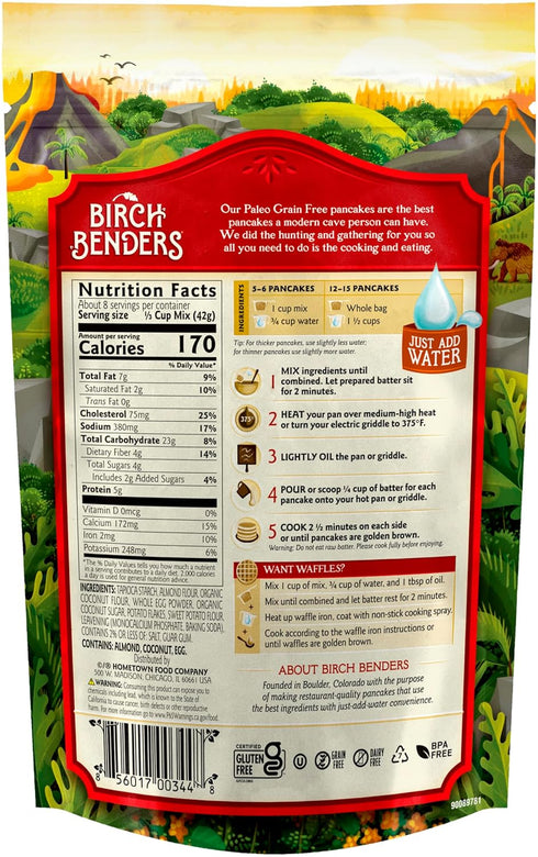 14 oz, 12 oz, Birch Benders Plant Protein & Paleo Pancake & Waffle Mix