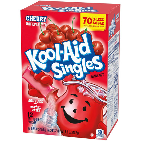 0.55 oz, 12-count Packets Kool-aid Singles Cherry