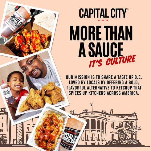 12oz Capital City Mambo Sauce Sweet Hot, Washington DC Wing Sauces, Perfect Condiment for Wings Chicken Pork Beef
