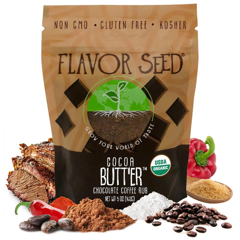 Organic Chocolate Coffee Brisket Rub & Butt Rub Seasoning, Cocoa Butt'Er by