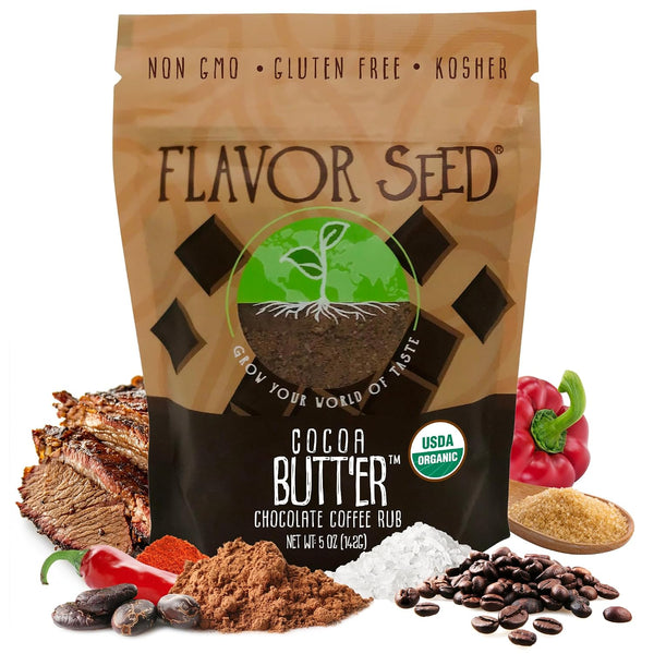 Organic Chocolate Coffee Brisket Rub & Butt Rub Seasoning, Cocoa Butt'Er by