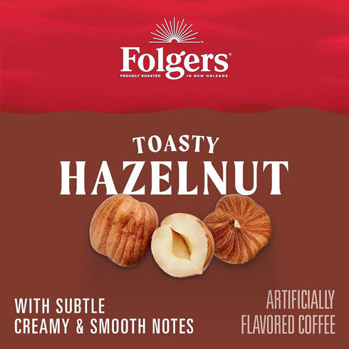 9.6 Folgers Toasty Hazelnut Flavored Ground Coffee, Ounce