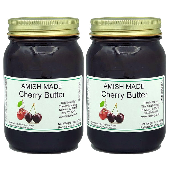 Arndts Fudgery DBA The Amish-Buggy Amish Jam - Two 18 Oz Jars (Cherry Butter)