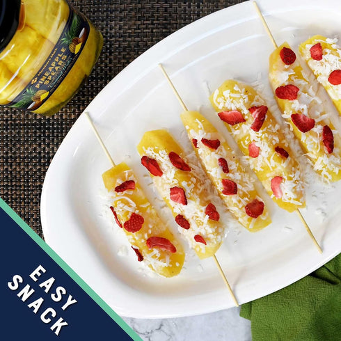 2 Pack 42 oz Packed Pineapple Spears in Coconut Water Jar, Ready-to-Eat Fruit Spears in Light Coconut Water, Fresh