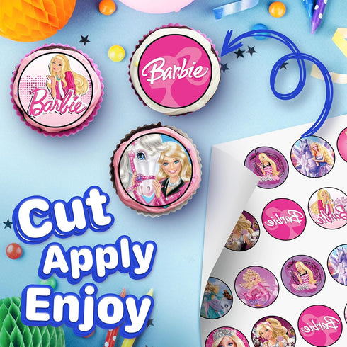30 Edible Cupcake Toppers – Fashion Doll Girl Pink Themed Collection of Edible Cake Decorations