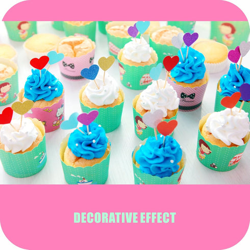 GUCUJI Cupcake Toppers 30Pcs Set, Funny Heart Glitter Mini Birthday Cake Decorations for Party Accessories