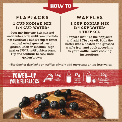 Protein,100% (Pack 6) Kodiak Cakes Power Cakes, Pancake & Waffle Mix, Blueberry, High Whole Grains