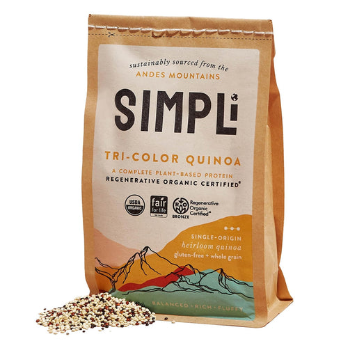 SIMPLi Regenerative Organic Certified Tri-Color Quinoa, Ancient Grain, Complete Plant-Based Protein, Naturally