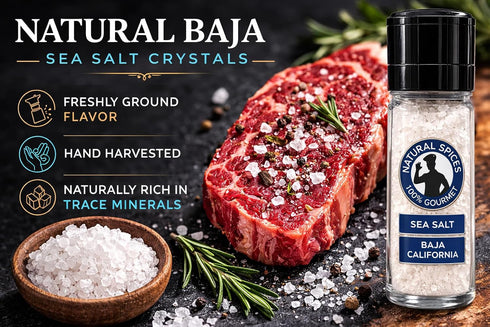 100% (6 oz) Gourmet Baja California Sea Salt Grinder Pacific Ocean Mineral Salt Natural & Unrefined Coarse Sea Salt