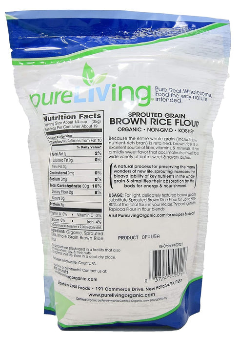 PURE LIVING INTERIOR DESIGN 24 oz Pure Living Liv Organic Sprouted Brown Rice Flour