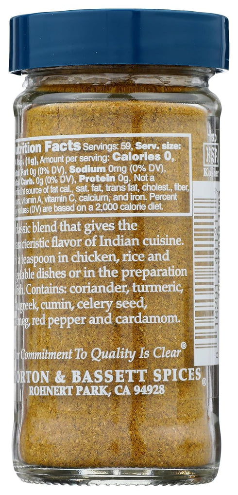 Bassett 2.3 oz Morton & Curry Powder, Non-GMO, Salt-Free, Bold and Flavorful Blend for Curries, Stews & Indian Dishes
