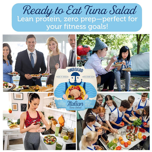 (5.64 oz, Pack 6) Onboard Ready to Eat Italian Tuna Salad - Tuna Snacks with Beans, Chickpeas, Peas & Peppers