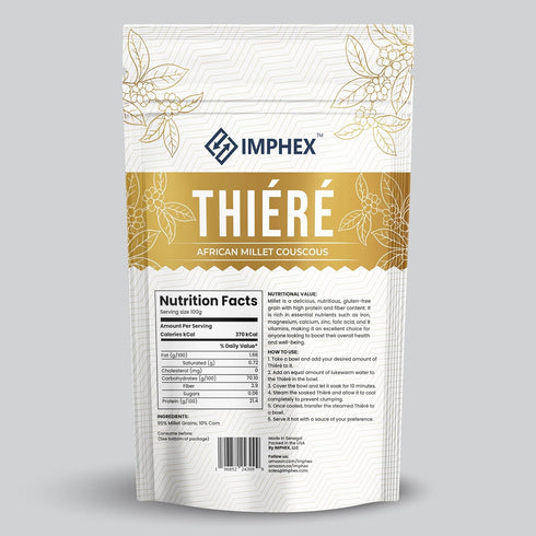 500g (1.1 (Pack 2) Imphex Thiere | Cherreh | African Millet Couscous For Dinner | Pound) | Vegan | Gluten Free | Non