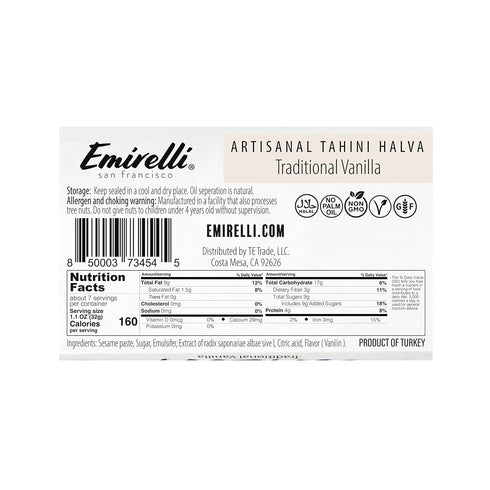 55%-Tahini Pack 6 Emirelli Artisanal Halva Dessert Authentic Middle Eastern Candy Turkish Sweets Vegan Candy Halwa