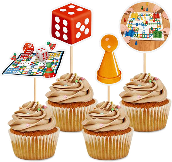 24Pcs Board game Cupcake Toppers Boy Girl Birthday Party Decorations Flying chess