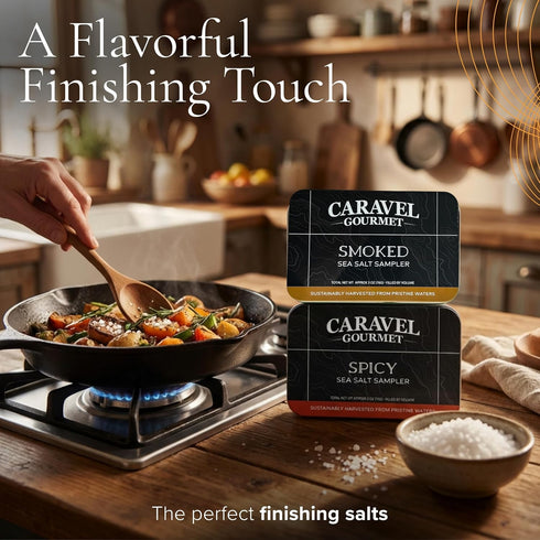12-Flavor 0.5 oz Pack Set Smoked & Spicy Sea Salt Sampler Collection Cooking Salts Bundle in Reusable Tin Each Smoky