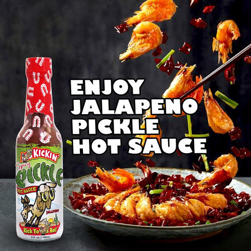 KICKIN' Spicy Pickle Hot Sauce - 5 oz - Premium Gourmet Jalapeno for Wings and Burgers