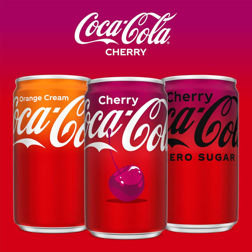 Pack 7.5 oz, 10 Pack Coca-Cola Cherry Soda Soft Drink Fridge Mini Cans, fl