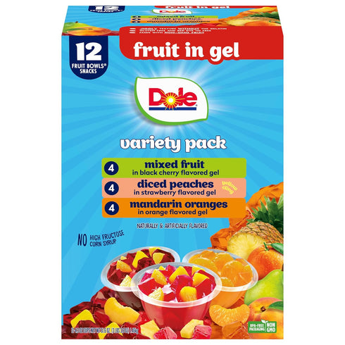 Dole Diced Peaches, Mandarin Oranges, and Mixed Fruit in Gel Variety Pack