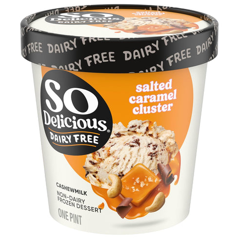 SO DELICIOUS Dairy Free Cashew Milk Frozen Dessert, Salted Caramel Cluster, Vegan, Non-GMO Project