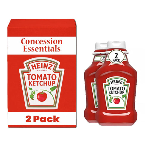 Concession Essentials Heinz Tomato Ketchup, 88 Ounces (Two 44 Oz Plastic Squeeze Bottles) (CE