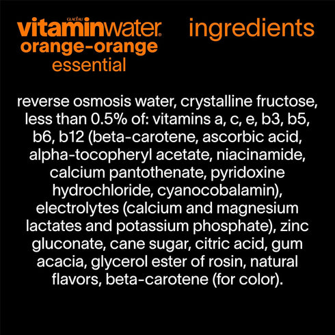 20 oz 12 Pack vitaminwater Essential Orange-Orange, Flavored Water Beverage, fl Bottles