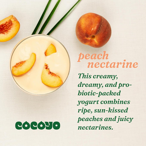 8 oz COCOYO Living Coconut Yogurt - - Peach Nectarine Probiotic Yogurt for Gut Health - Plant-based, Vegan