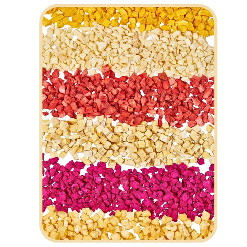 5.29oz 100% Freeze Dried Mixed Fruits - Real Crunchy Mixed Dehydrated Fruit Cubes with Strawberry, Dragon Fruit, Peach