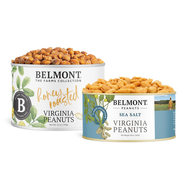 Belmont Peanuts Gourmet Virginia Peanuts, Sea Salt, 20 oz + Honey Roasted,