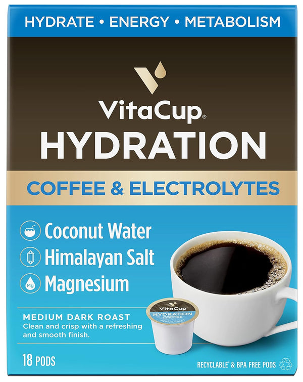 VitaCup Hydration Coffee Pods, The First Coffee That Hydrates You w/Electrolytes, Coconut