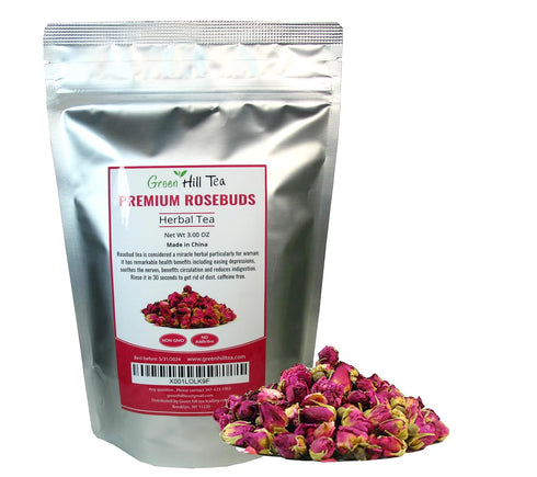 Greenhilltea Premium Dried Rose Buds, 3 OZ, Natural Healthy Herbal Tea, Fragrant Loose Leaf