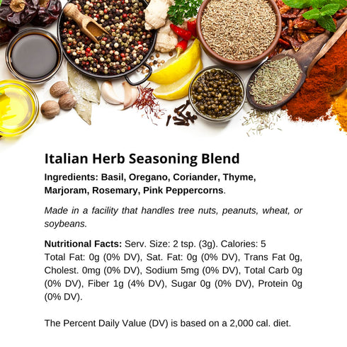 Italian Herb Seasoning Blend by SPICE + LEAF, Vegan Kosher Spice Blend for Meat, Fish, Chicken, Vegetables, 1.5oz