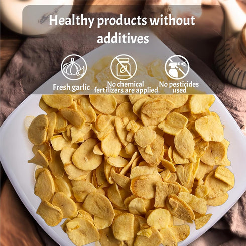GXXDMZAQ 320g 100% Crispy Garlic Chips - Fried Garlic Flakes for Topping Pizza, Pasta, Salad | Real Slices, Savory
