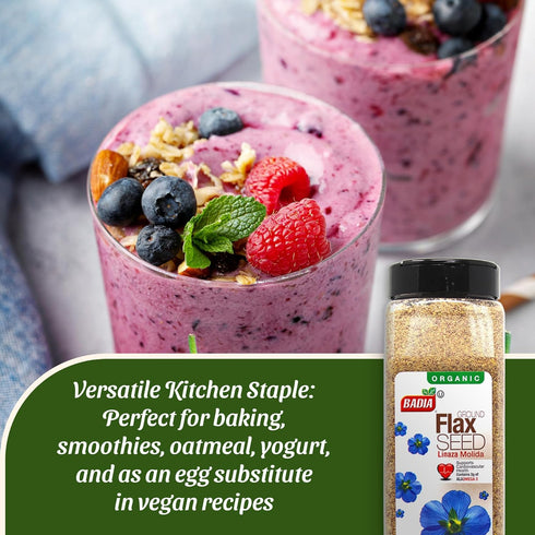 16 oz Omega-3, Badia Organic Ground Flax Seed, - Superfood High in Fiber & Certified Organic, Non-GMO, Baking