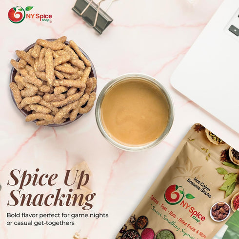 5 NY Spice Shop Cajun Sesame Sticks - Pound Spicy Cajun Sesame Toasted Snack Mix - Crunchy Hot Flavor Bites - Finger