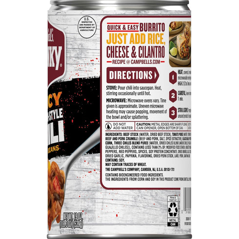 19 oz Campbells Chunky Spicy Mexican-Style Chili With Beans, Can