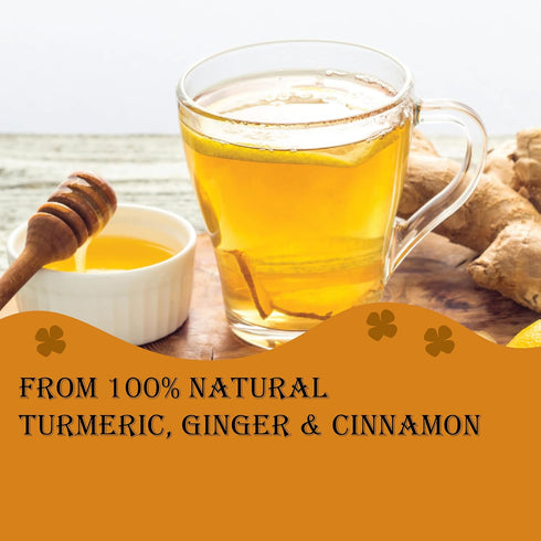100% (1) Premium Turmeric, Ginger, Cinnamon Blend Tea Bags, Natural & No Additives & Caffeine Free.