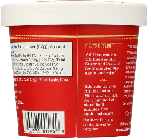 2.36 Pack 12 Bob's Red Mill Gluten-Free Apple Cinnamon Oatmeal, Ounce