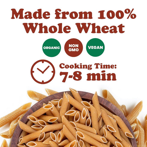 1.1 lb (Pack 6) Food to Live Organic Pennette Whole Wheat Pasta of Made in Italy. Pasta Integrale Bio. High Fiber
