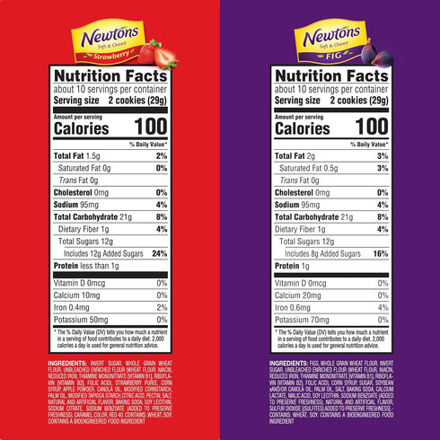 Fig Newtons Pack, 4 Packs Newtons Soft & Fruit Chewy Fig & Strawberry Cookies Variety (Fig Bars, Strawberry Bars)
