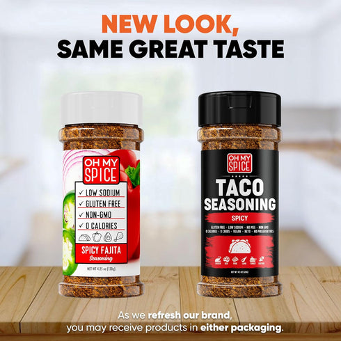 Taco Seasoning Mix, Spicy Chili Powder - Gluten Free & Low Sodium Mexican Seasoning Blend for Tacos