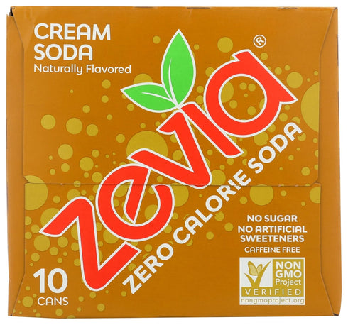 12 Zevia Zero Calorie Soda, Cream, Fluid Ounce