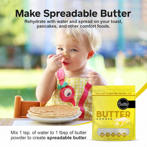 (12oz) Healthier Comforts Butter Powder | Dehydrated, Shelf Stable Butter | Kosher, Gluten Free, Non-GMO | Popcorn